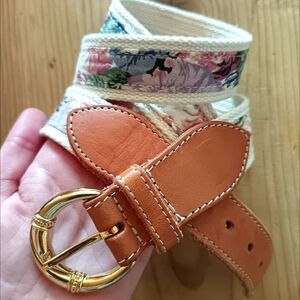 Floral Tan Leather Belt